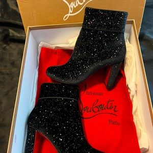 Christian Louboutin Sparkling Black Heeled Boots